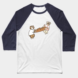 funny pug and cat making bread Baseball T-Shirt